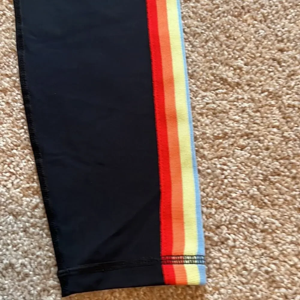 Spiritual Gangster Rainbow Striped Leggings Size M - Picture 4 of 8